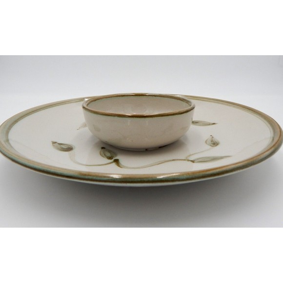 John B Taylor Ceramics Leaf Chip Dip Salsa Pottery 12" Round Serving Platter USA - Picture 8 of 10